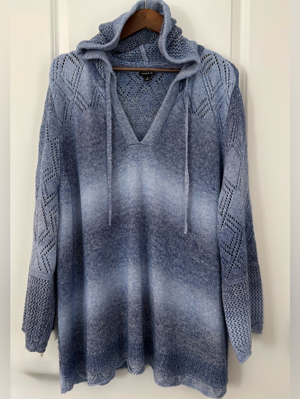 Torrid Indigo Space Dye Hooded Sweater Size 3X New Without Tags